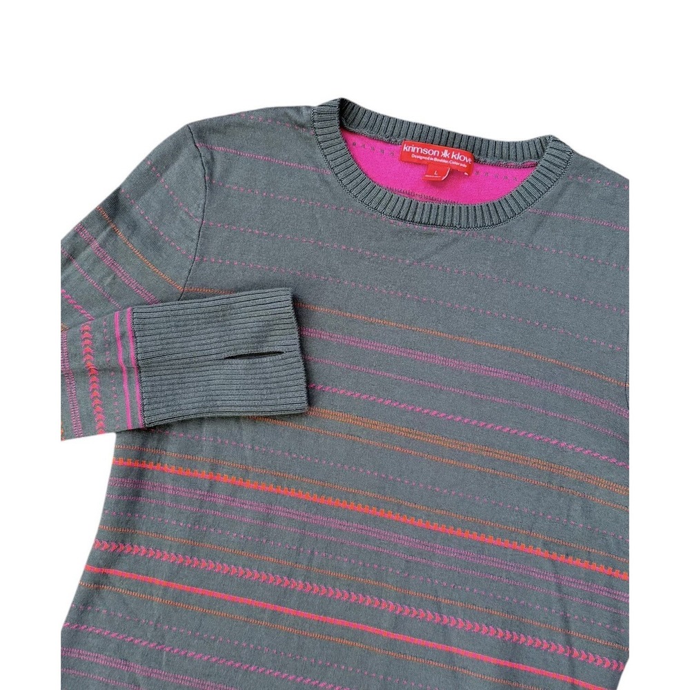 Krimson Klover Womens L Geometric Gray Pink Sweater Merino Outdoor‎ Ski Gorpcore